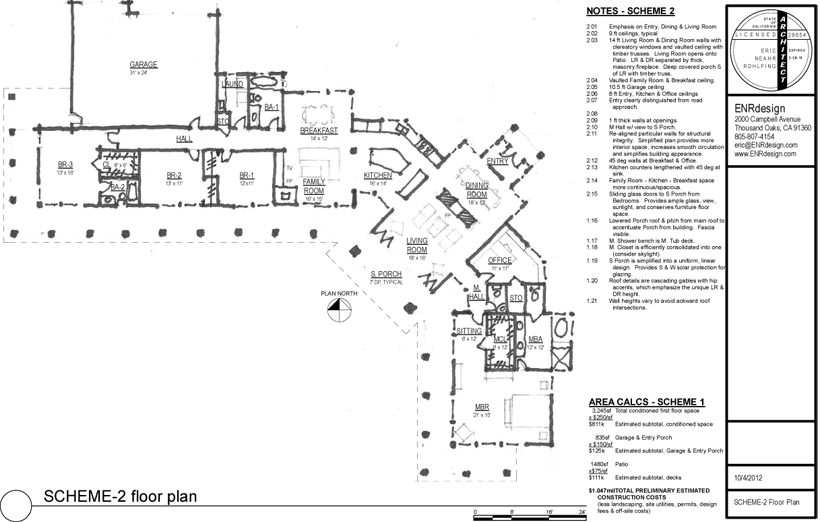 Custom Ranch House, ENR architects, Thousand Oaks, CA 91360 - CAD Renderings